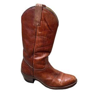 Vtg 1960s-70s FRYE Men's Western Cowboy Boots Marbled Brown Leather Size 10.5 D